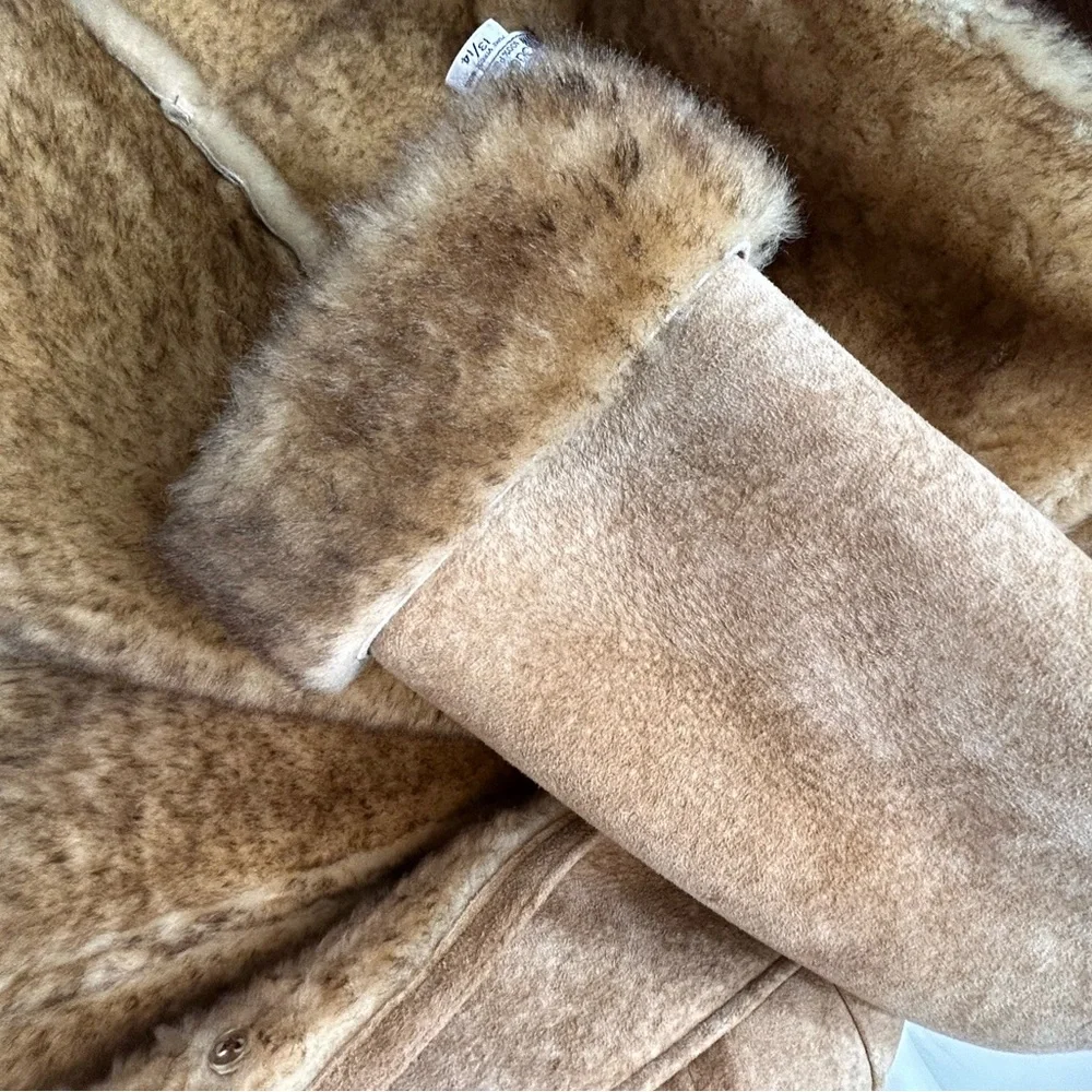 Ardeny LIKE NEW Women's LONG Tan LAMBS WOOL Coat - Picture 9 of 13